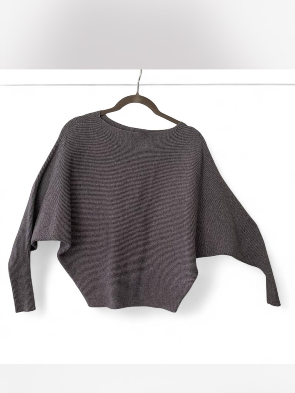 Preppy Minimalist Philosophy Gray Dolman-Sleeve Women’s Sweater - size S
